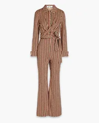 Diane von Furstenberg Michele belted printed jersey jumpsuit - Neutral Neutral