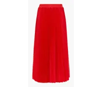 Pleated mesh midi skirt - Red