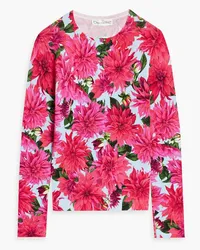 Oscar de la Renta Floral-print cotton-blend cardigan - Pink Pink