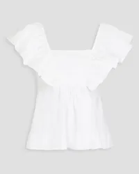 Ganni Ruffled cotton-poplin top - White White