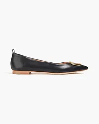 Rupert Sanderson Claudette embellished leather point-toe flats - Black Black