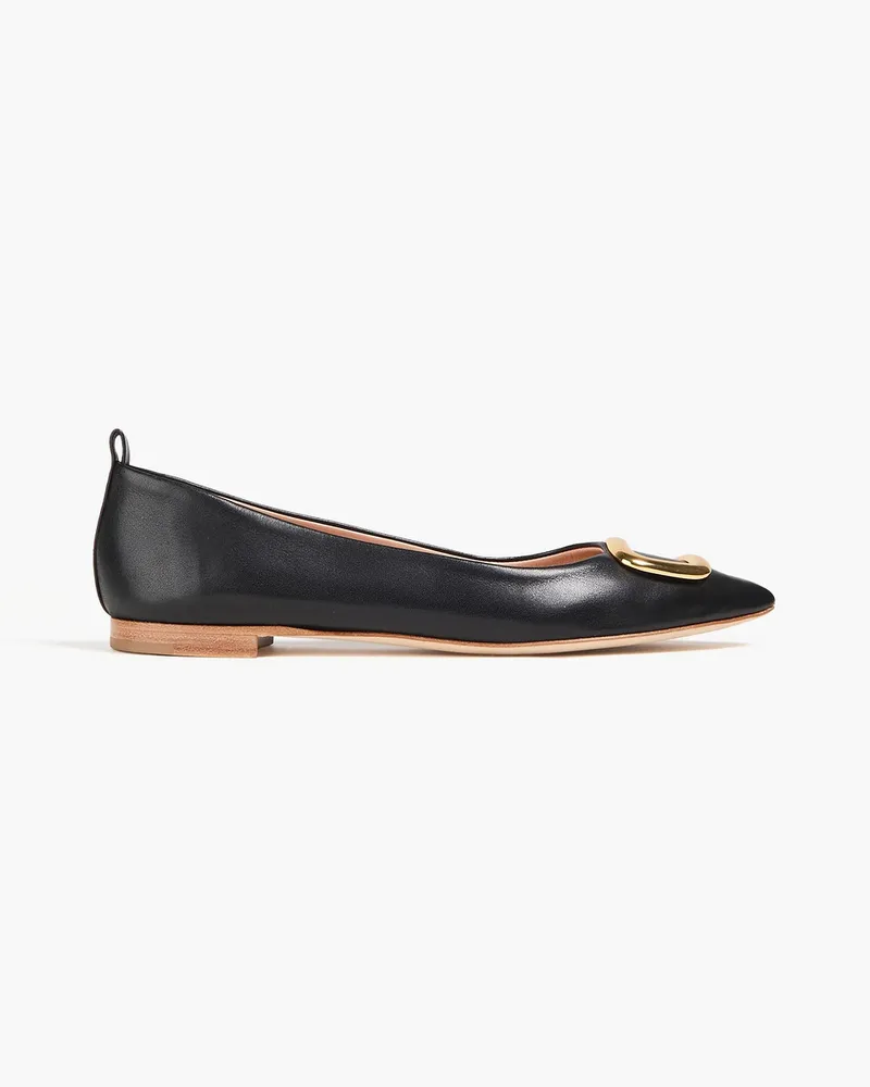 Rupert Sanderson Claudette embellished leather point-toe flats - Black Black