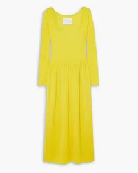 King & Tuckfield Ribbed merino wool midi dress - Yellow Yellow