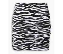 Ruched zebra-print stretch-jersey mini skirt - Black