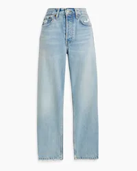 RE/DONE 70s Stove Pipe cropped distressed high-rise straight-leg jeans - Blue Blue