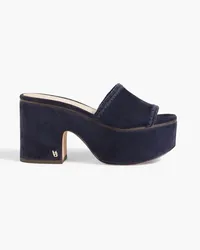 Veronica Beard Dessie suede platform mules - Blue Blue