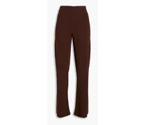 Crepe straight-leg pants - Brown