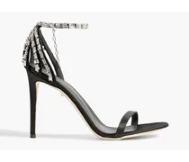 Adele Crystal embellished suede sandals - Black