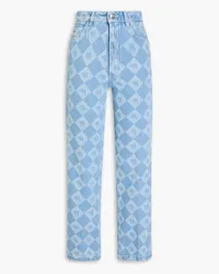 Nanushka Zoey logo-print high-rise kick-flare jeans - Blue Blue