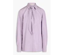Pussy-bow taffeta blouse - Purple