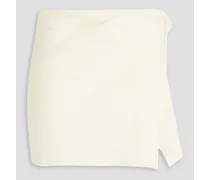 Bagnu wrap-effect ribbed cotton-blend mini skirt - White