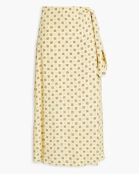 Claudie Pierlot Printed crepe de chine midi wrap skirt - Yellow Yellow