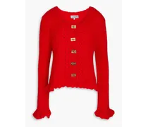 Ruffled mohair-blend cardigan - Red