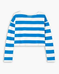 Suzie Kondi Psaras cropped striped cotton-jersey T-shirt - Blue Blue