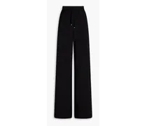 Snap-detailed stretch-crepe wide-leg pants - Black