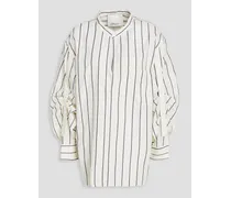 Striped cotton-blend poplin shirt - White