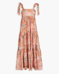 Zimmermann Tiered floral-print cotton midi dress - Pink Pink