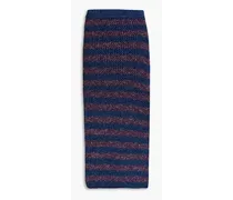 Marled pointelle-knit midi skirt - Blue