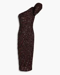 Rachel Gilbert Phoebe one-shoulder sequined tulle midi dress - Burgundy Burgundy