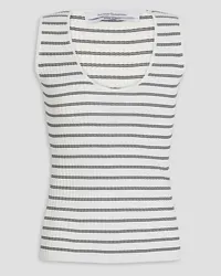 Another Tomorrow Striped ribbed-knit tank - White White