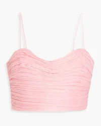 Aje. Laurier Wave cropped plissé-organza top - Pink Pink