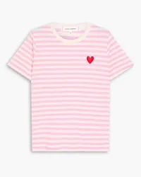 Chinti & Parker Embroidered striped cotton-jersey T-shirt - Pink Pink