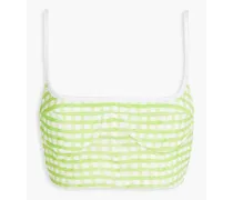 Melo gingham stretch-jersey bra top - Green