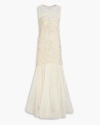 Alberta Ferretti Crystal-embellished tulle and organza gown - White White