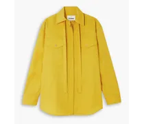 Oversized tie-detailed wool-gabardine shirt - Yellow