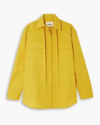 Jil Sander Oversized tie-detailed wool-gabardine shirt - Yellow Yellow