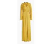 Josie draped metallic georgette gown - Yellow