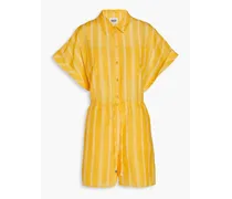 Printed cotton and silk-blend voile playsuit - Yellow