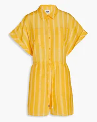 Claudie Pierlot Printed cotton and silk-blend voile playsuit - Yellow Yellow