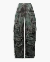 ATTICO Fern distressed printed cotton-canvas straight-leg cargo pants - Green Green