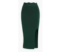 Delia scalloped stretch-knit pencil skirt - Green