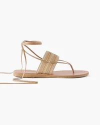 Ancient Greek Sandals Aratro leather-trimmed raffia sandals - Neutral Neutral