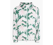 Floral-print shell hooded track jacket - Green