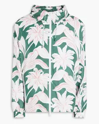 Kitsuné Floral-print shell hooded track jacket - Green Green