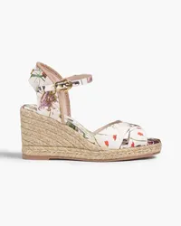 Stuart Weitzman Floral-print twill espadrilles - White White