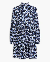 Diane von Furstenberg Romi tiered floral-print crepe mini dress - Blue Blue