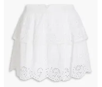 Charmaine tiered broderie anglaise cotton mini skirt - White