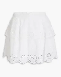 LoveShackFancy Charmaine tiered broderie anglaise cotton mini skirt - White White