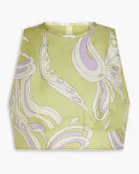 Emilio Pucci Cropped printed silk-twill top - Green Green