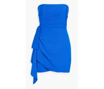 Strapless draped shantung mini dress - Blue
