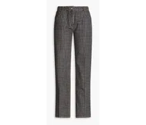 Houndstooth high-rise straight-leg jeans - Gray