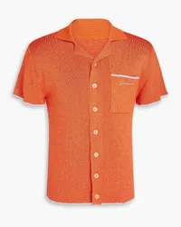 Jacquemus Prata metallic ribbed-knit shirt - Orange Orange