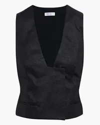 Brunello Cucinelli Satin-paneled silk-blend twill vest - Black Black