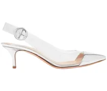 Patent-leather and PVC slingback pumps - Metallic
