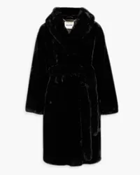 EACH OTHER Double-breasted faux fur hooded coat - Black Black