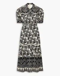 Brock Collection Teodosia pleated printed linen and cotton-blend shirt dress - Black Black